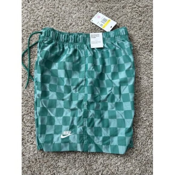 Nike Other - Nike Men's Club Flow Checkers Shorts Green Drawstring Size Small Active Pocket